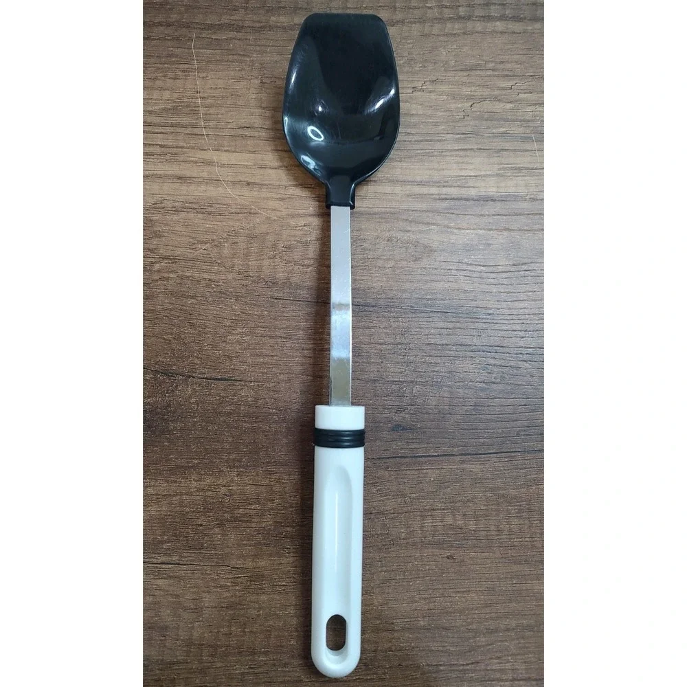 Vtg Serving Basting Spoon Black Plastic Stainless Steel 12.25